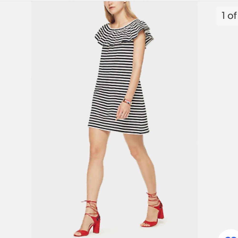 Kate Spade M striped off shoulder dress